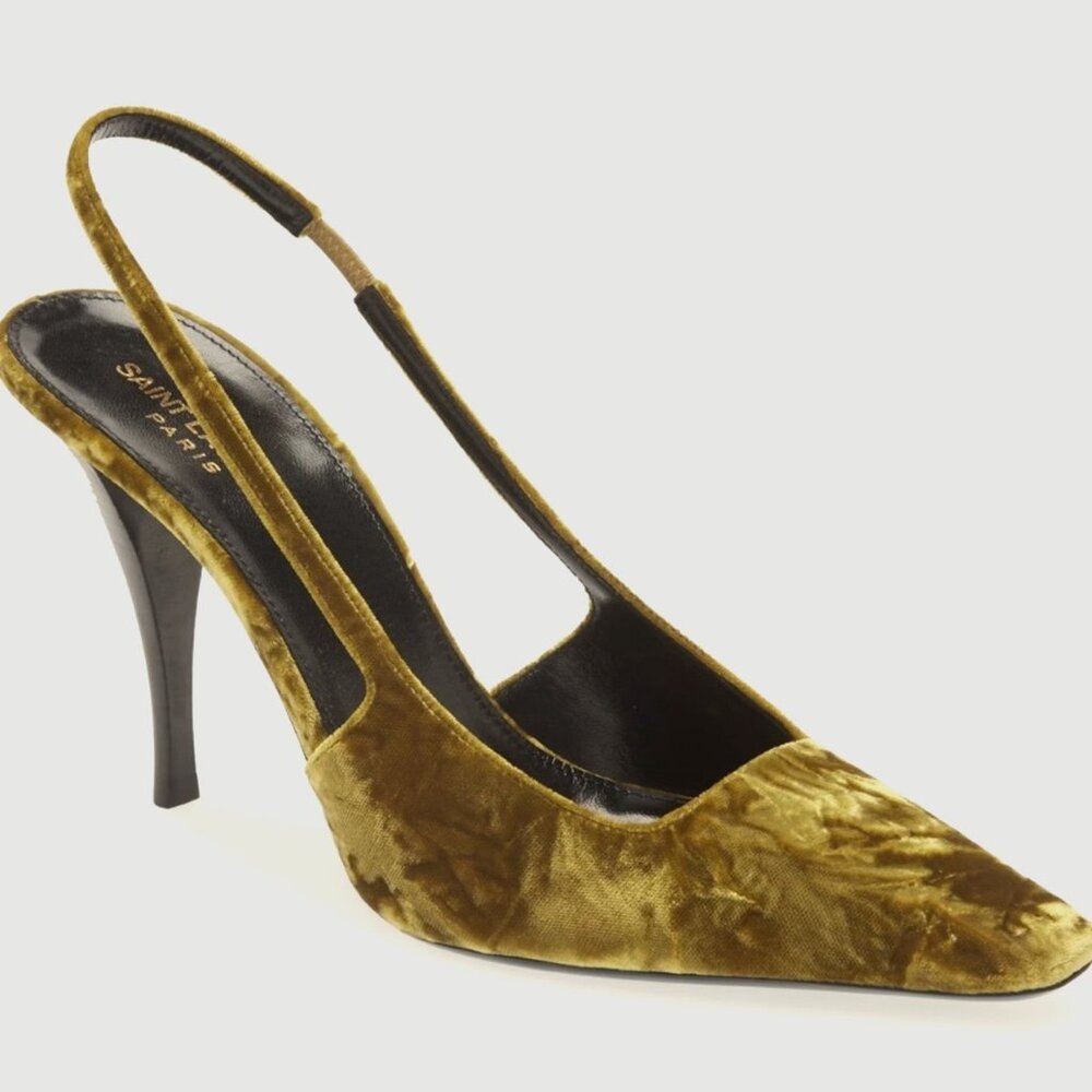 NWT Saint Laurent dream velvet sling back sandal. Size 39